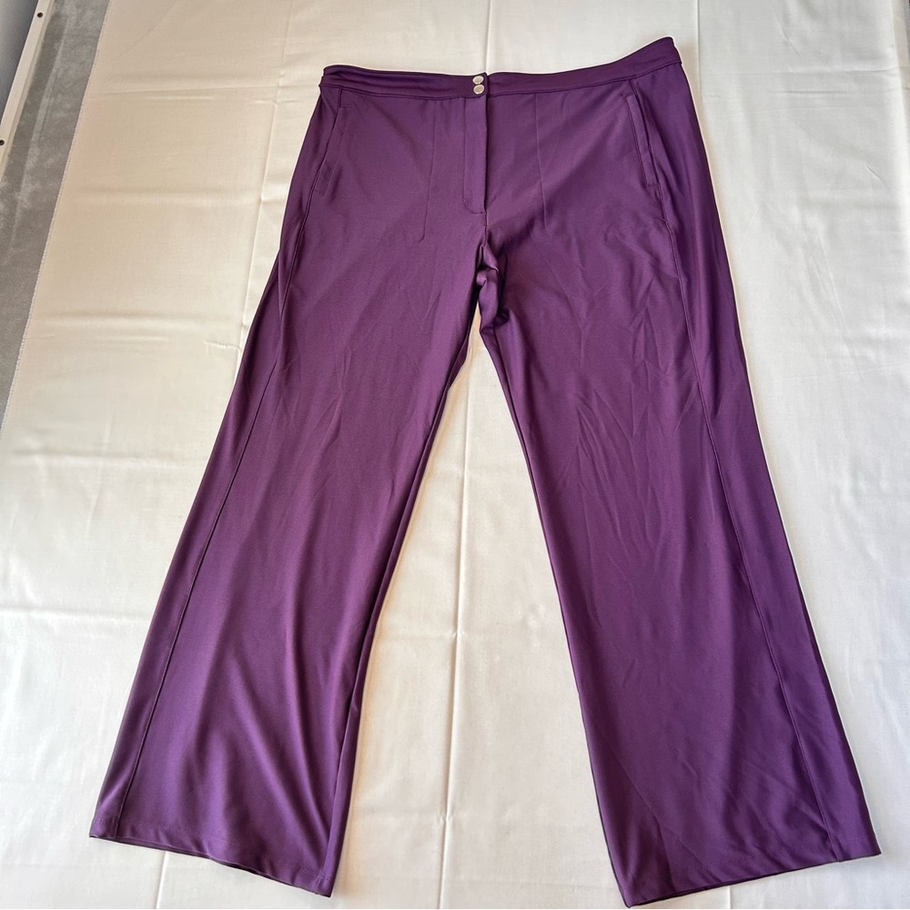 L.L.Bean Loose Stretchy Wide Leg  Dress Pants Womens XL Purple Career Academia